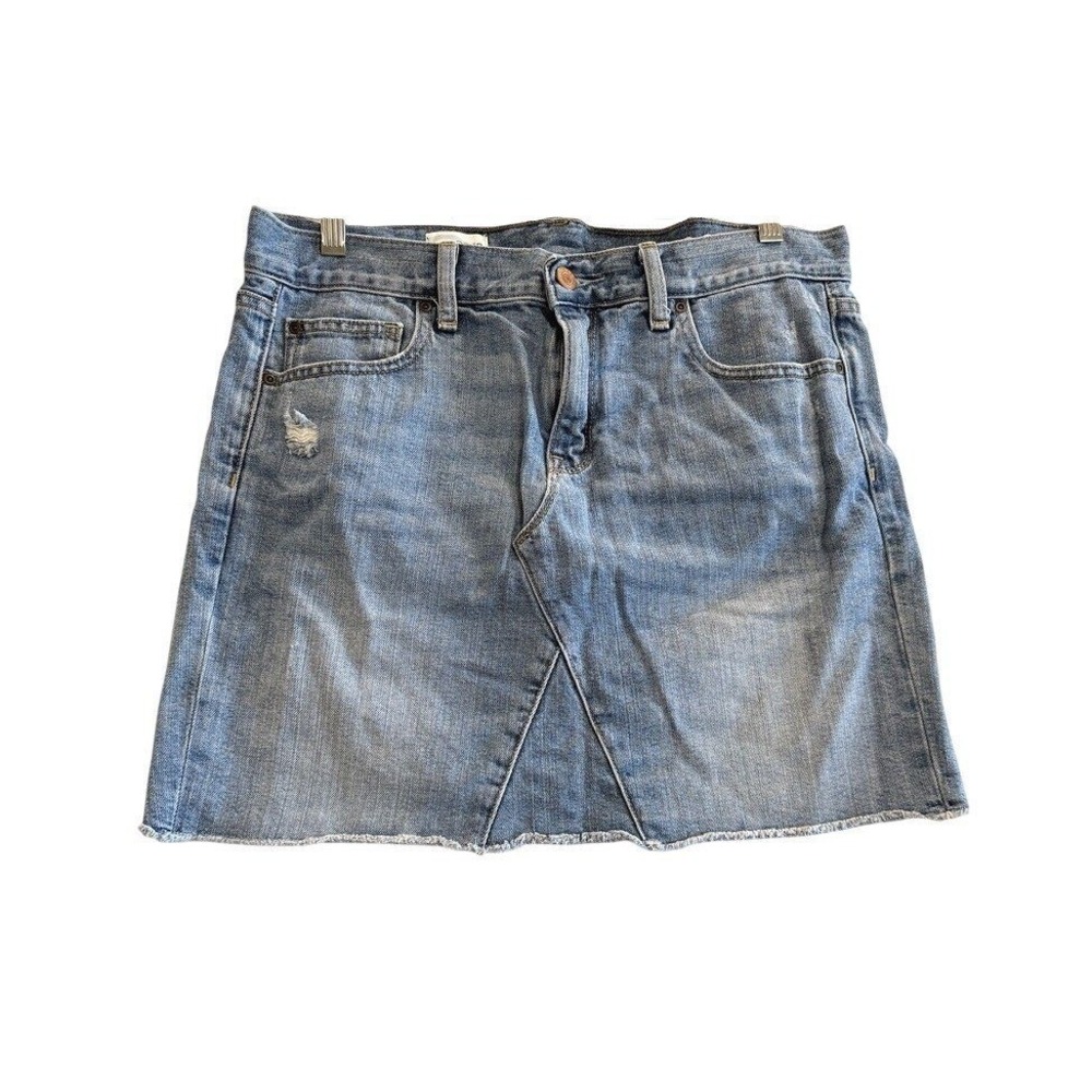 Gap‎ Denim Mini Skirt Women 29/8 Blue Distressed A-Line Raw Hem - Picture 9 of 9